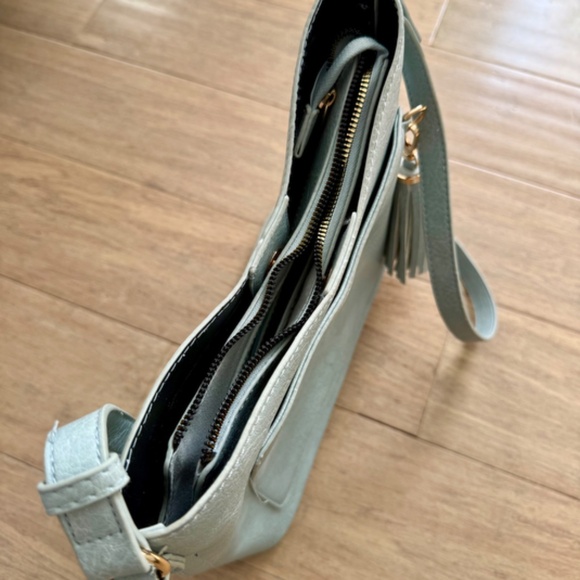 Light Blue Vegan Leather Crossbody with Tassel - Picture 3 of 3